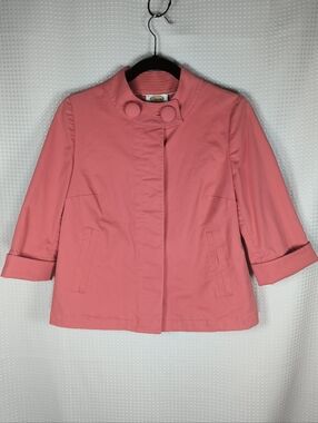 Talbots Petites Coral Pink Crop Blazer Small Petite Preppy Classic Stretch.